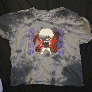 Hot Topic Tokyo Ghoul Cropped T-Shirt - Gray and Red
